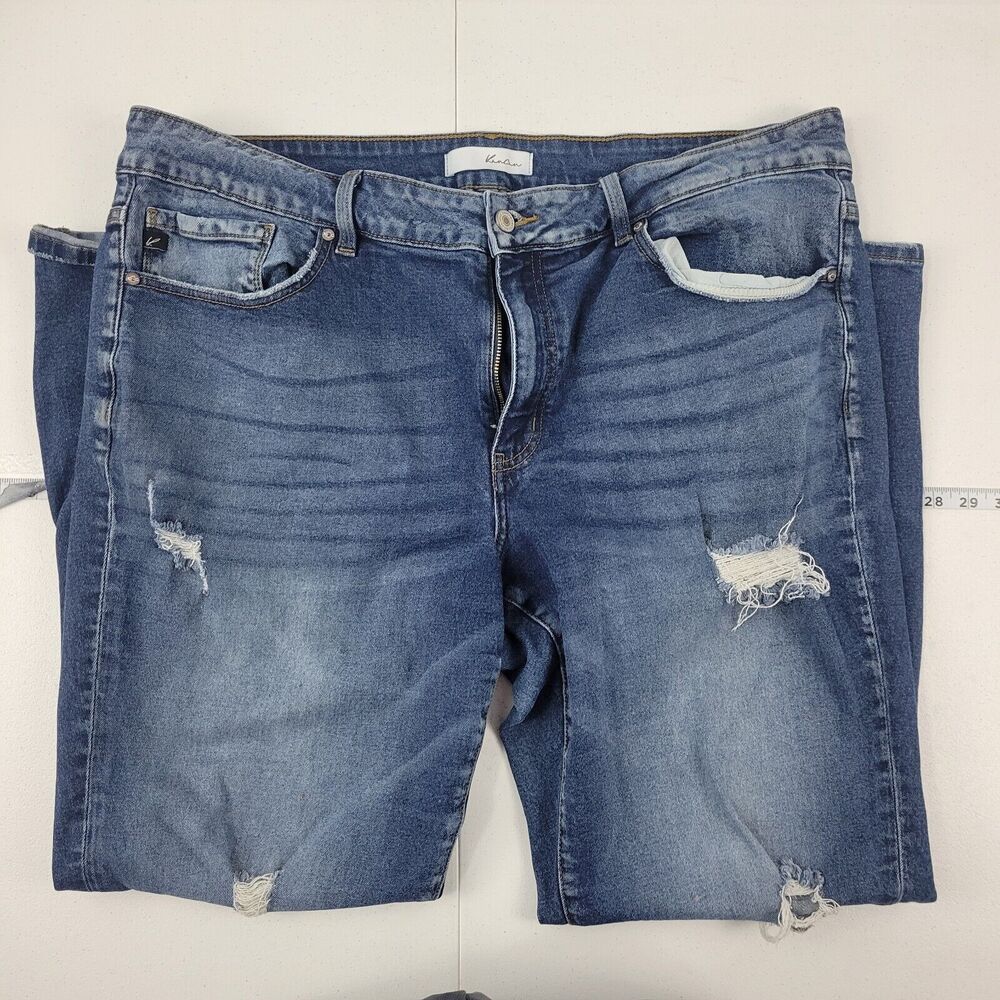 Kancan 119784 high rise dark destructed boyfriend jeans 22 blue 2942 women 40x28